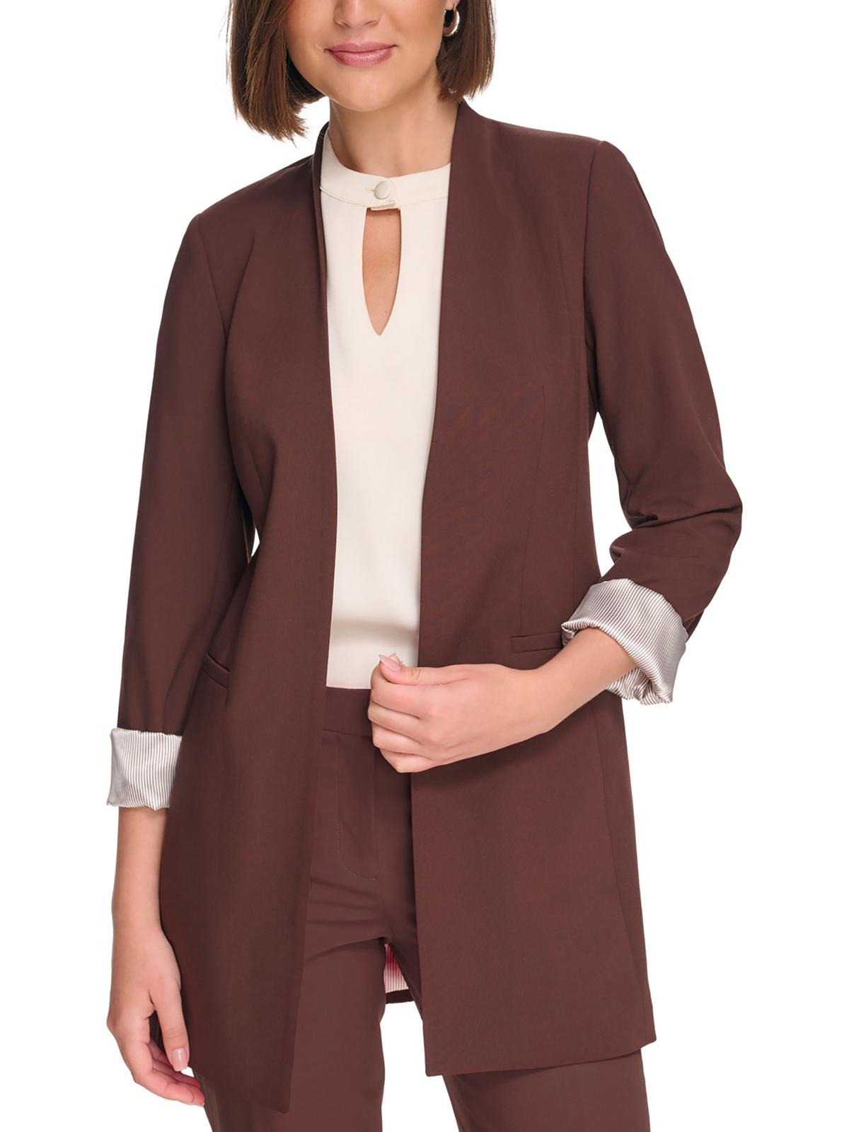 Calvin Klein Womens Petites Suit Separate Long Open-Front Blazer